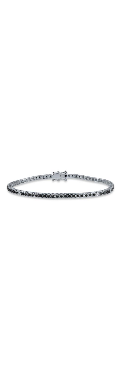 White gold tennis bracelet with 1.6ct black diamonds and 0.1ct clear diamonds