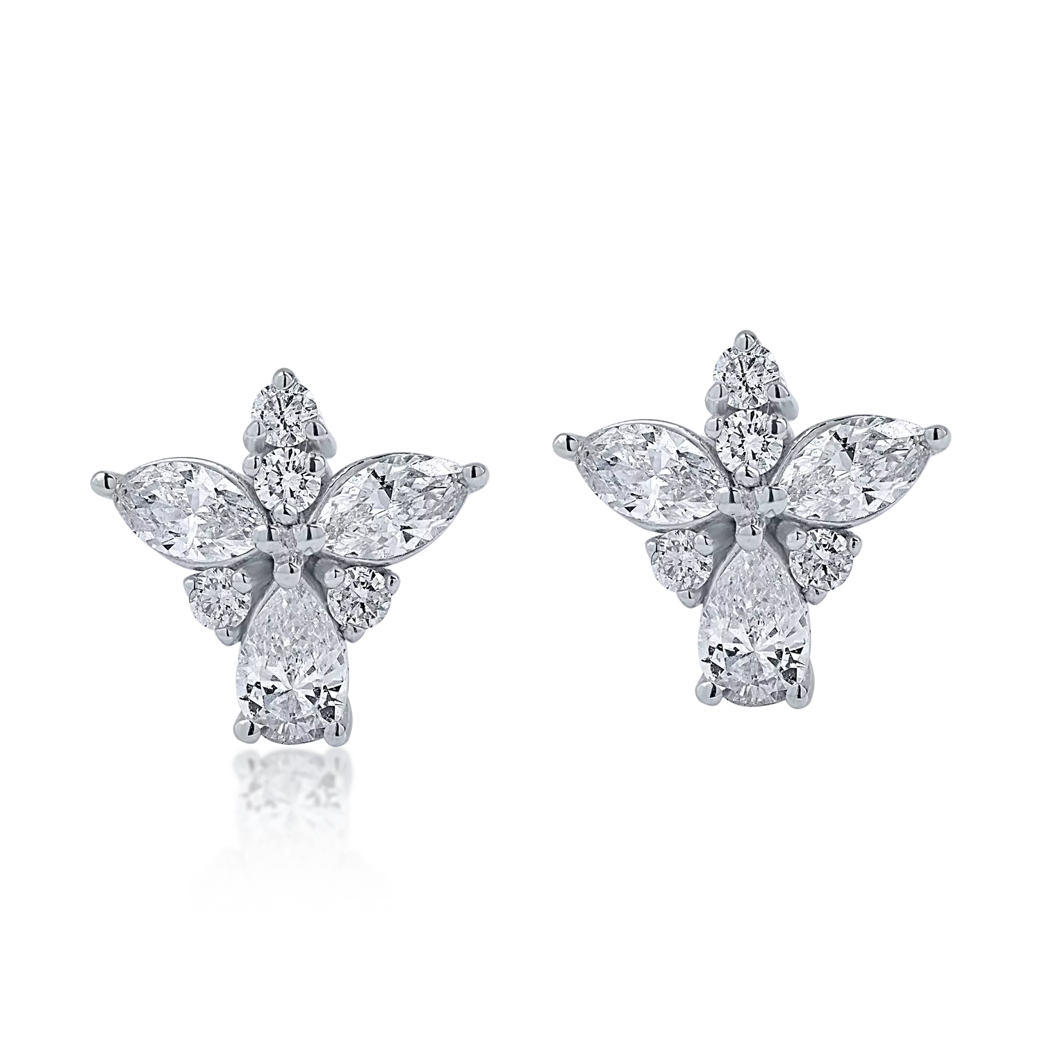 White gold butterfly earrings with 0.94ct diamonds