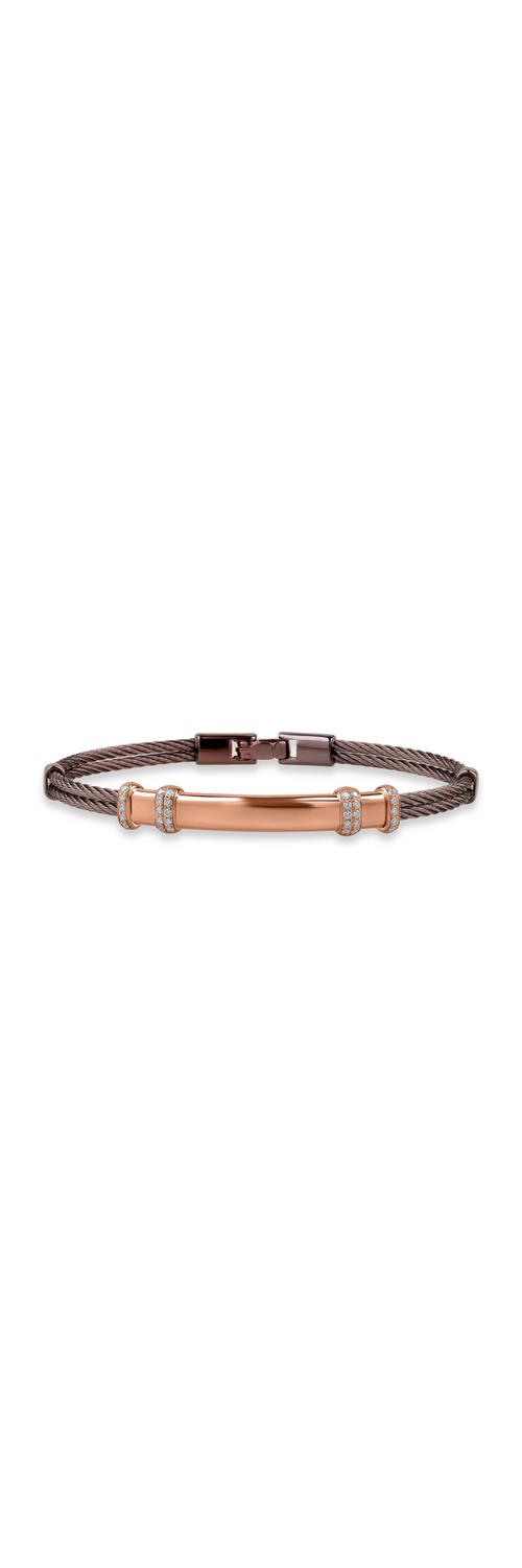 Rose gold and steel bracelet with 0.25ct diamonds