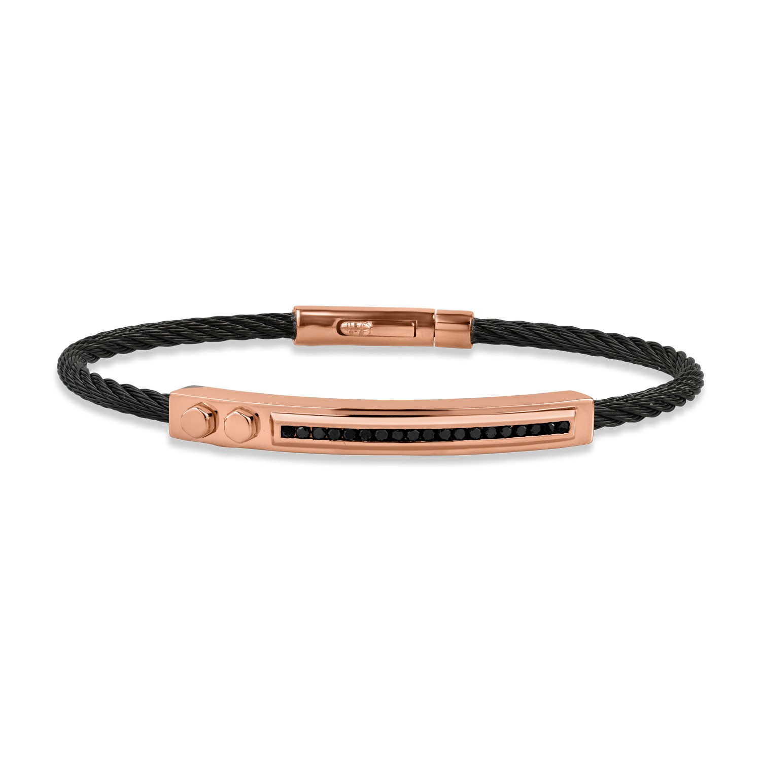 Rose gold and steel bracelet with 0.32ct black diamonds