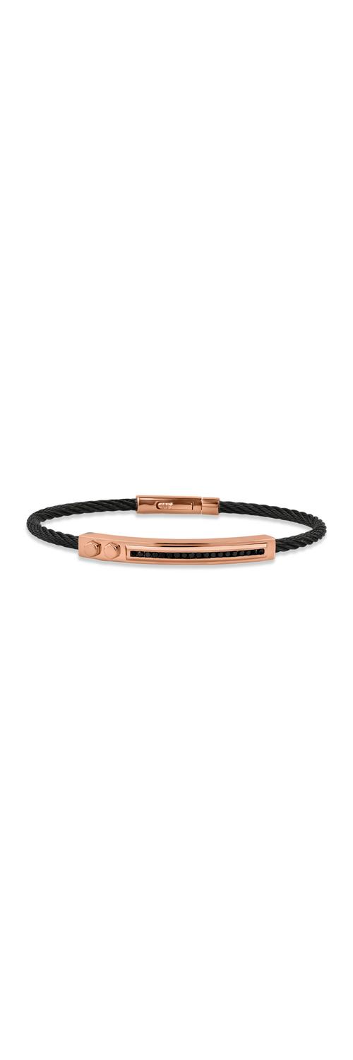 Rose gold and steel bracelet with 0.32ct black diamonds