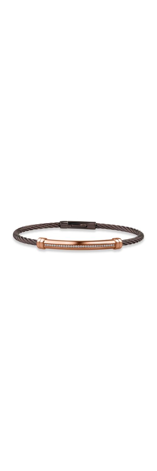 Rose gold and steel bracelet with 0.15ct diamonds