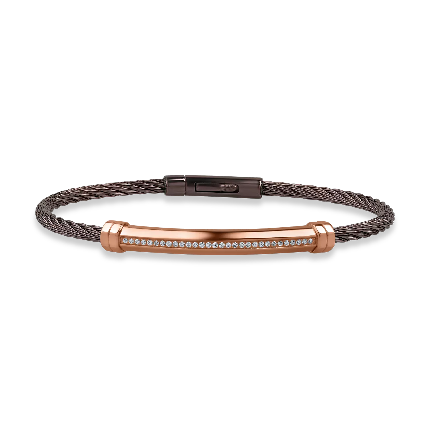 Rose gold and steel bracelet with 0.15ct diamonds