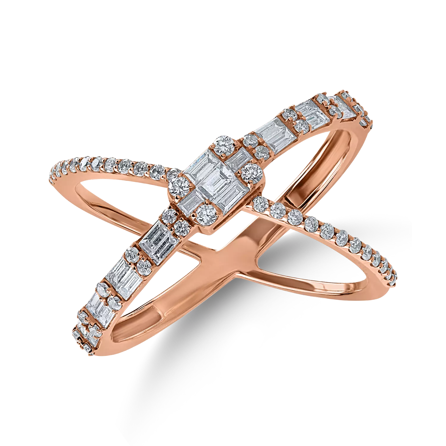 Inel din aur roz cu diamante de 0.65ct
