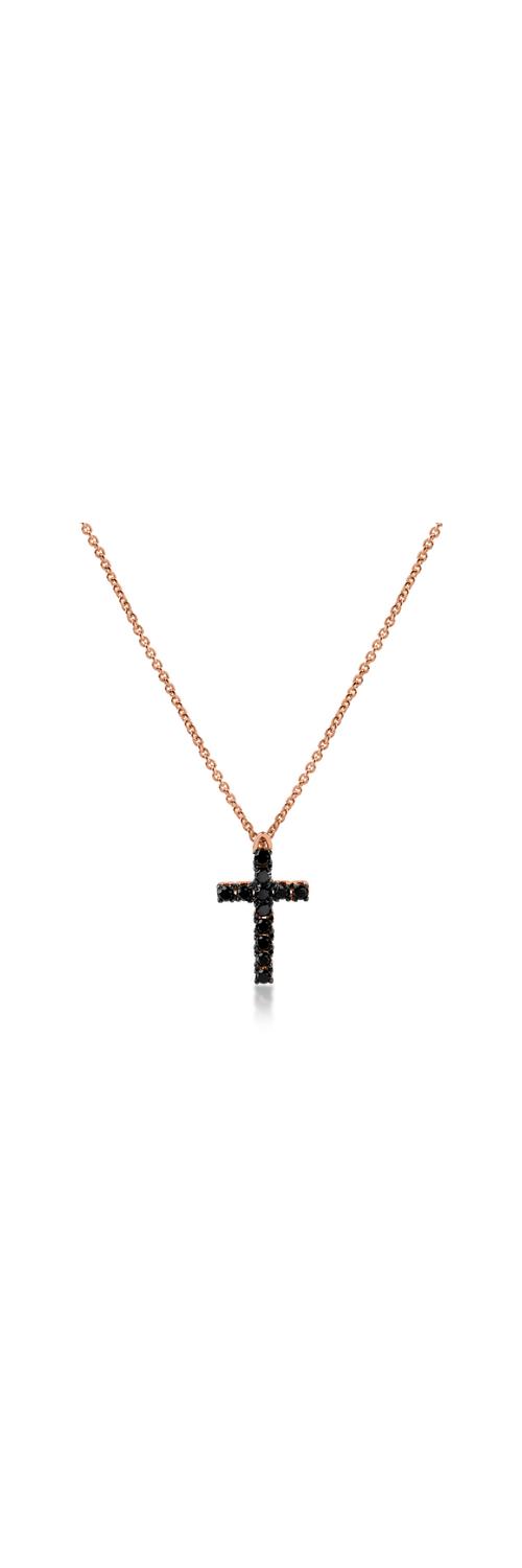 Rose gold cross pendant necklace with 0.28ct black diamonds