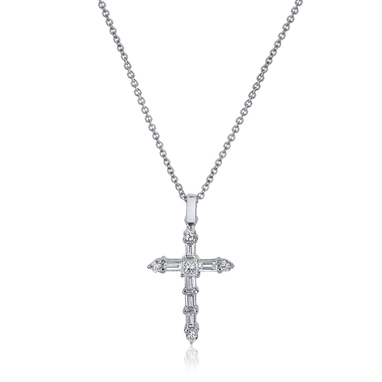 White gold cross pendant chain with 0.44ct diamonds