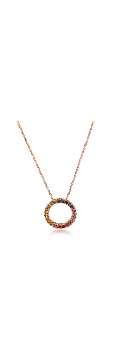 Rose gold pendant necklace with multicolored sapphires of 0.54ct