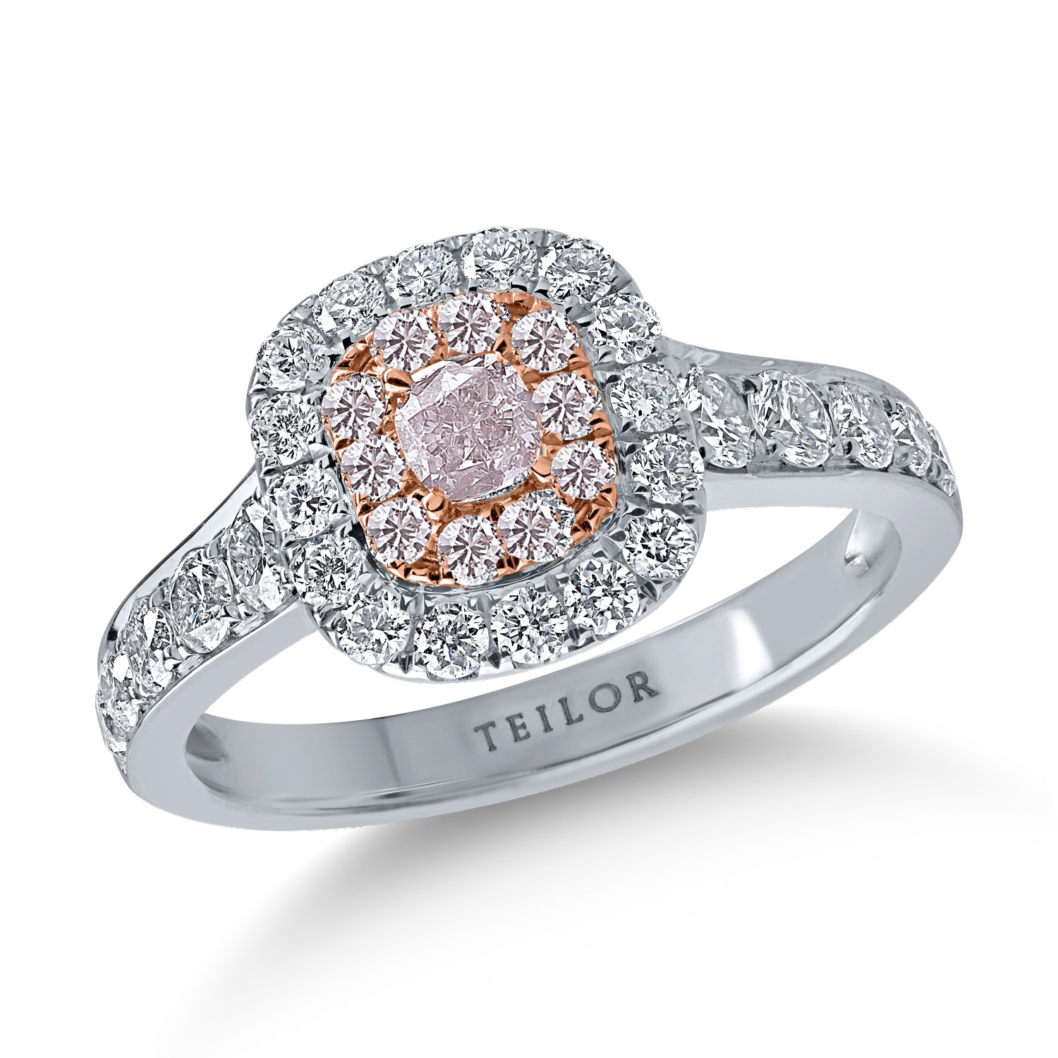 Pierścionek z białego i różowego złota z różowymi diamentami o masie 0.33ct i przezroczystymi diamentami o masie 0.84ct
