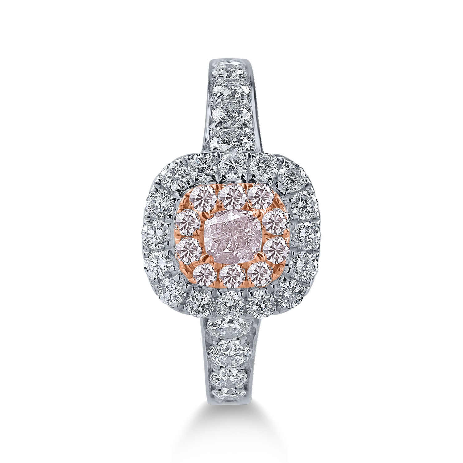 Inel din aur alb-roz cu diamante roz de 0.33ct si diamante incolore de 0.84ct