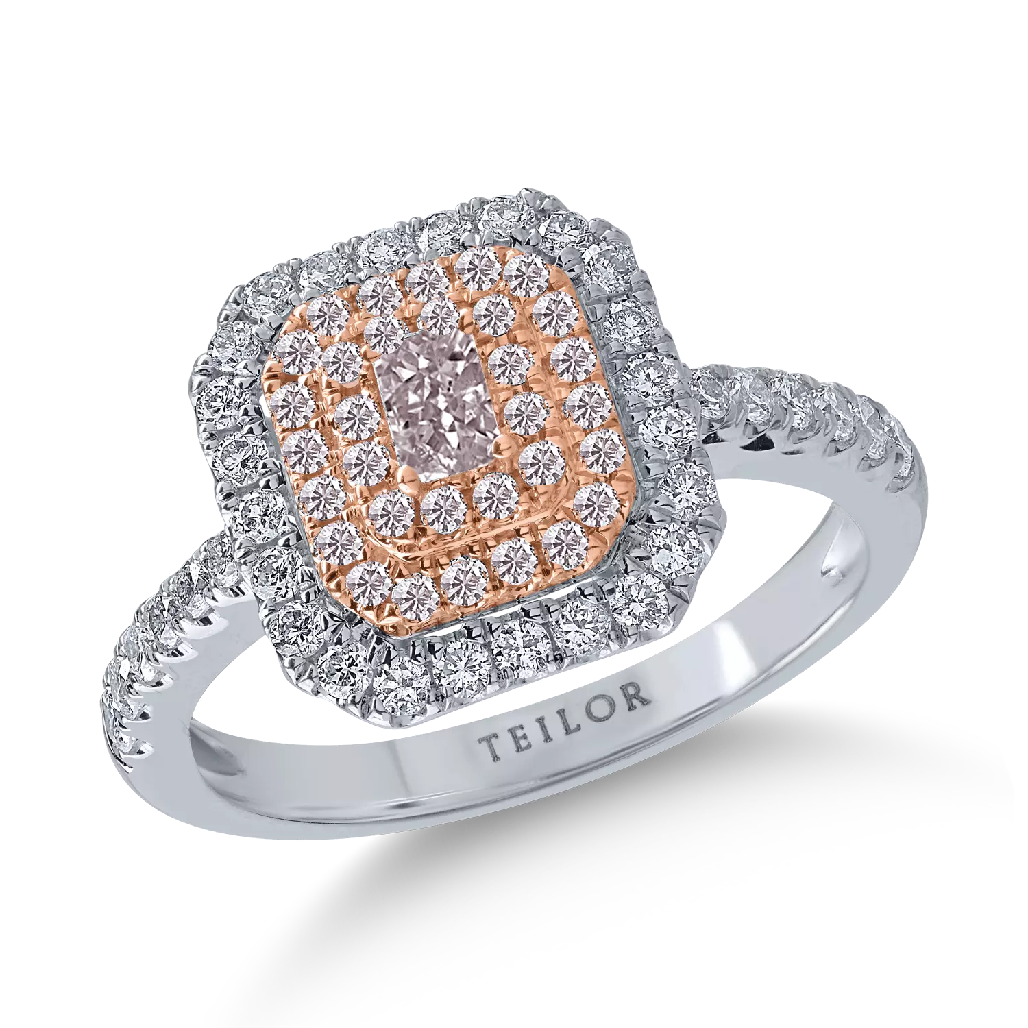 White-rose gold ring with 0.31ct pink diamonds and 0.5ct clear diamonds