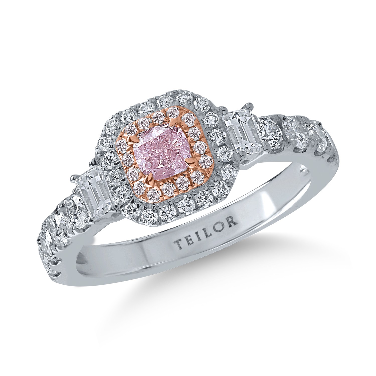 Pierścionek z białego i różowego złota z różowymi diamentami o masie 0.35ct i przezroczystymi diamentami o masie 0.81ct