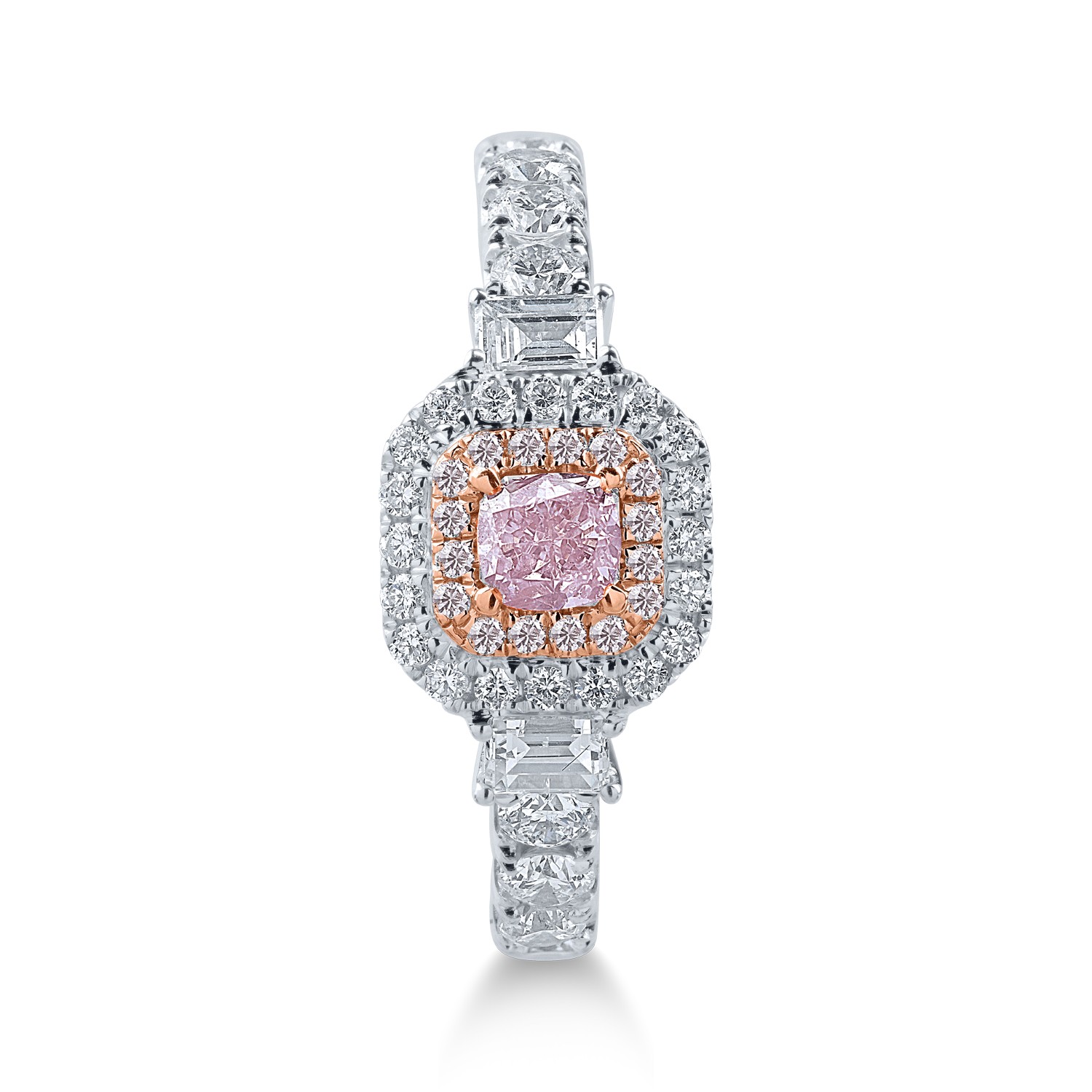 Pierścionek z białego i różowego złota z różowymi diamentami o masie 0.35ct i przezroczystymi diamentami o masie 0.81ct