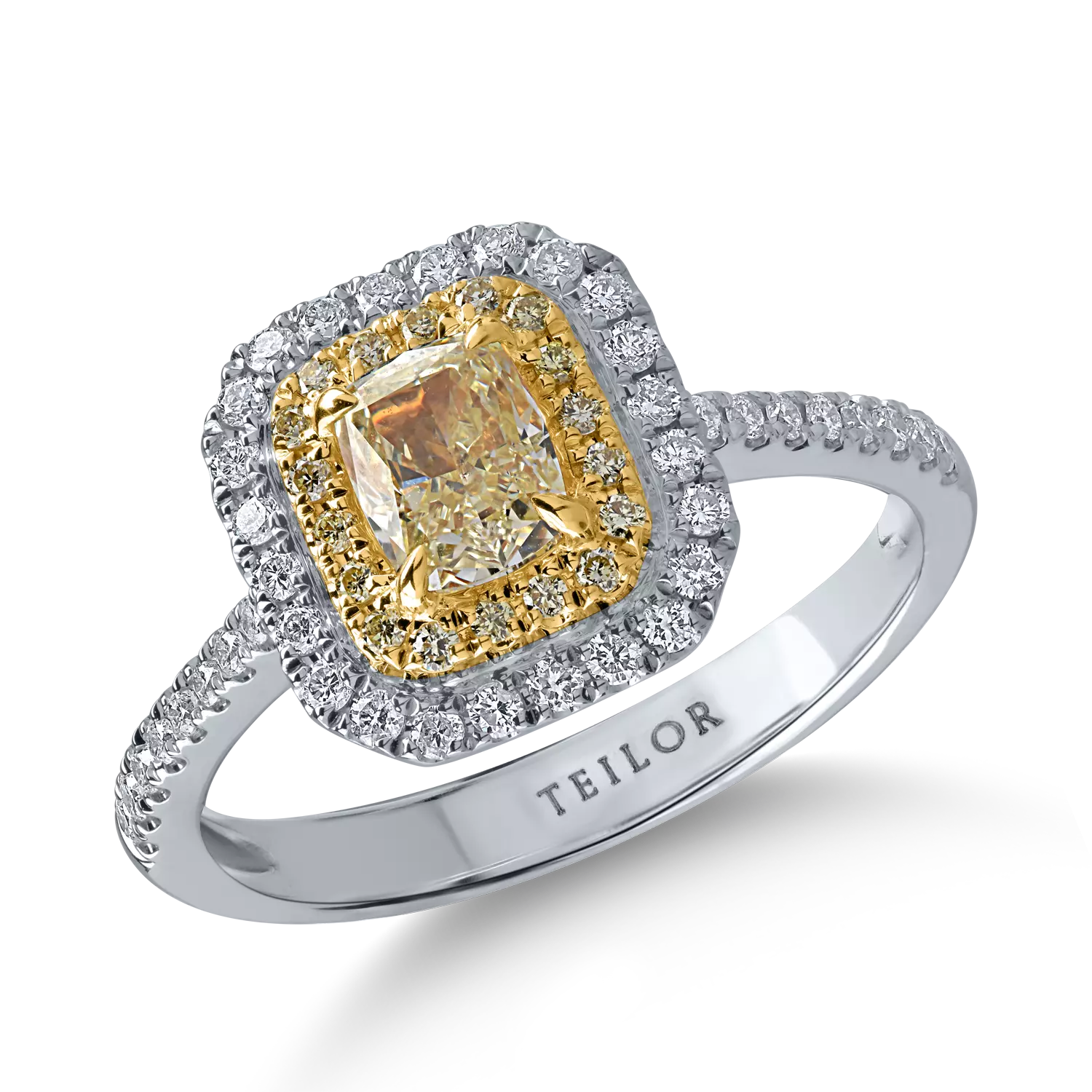White-yellow gold ring with 1.09ct diamonds