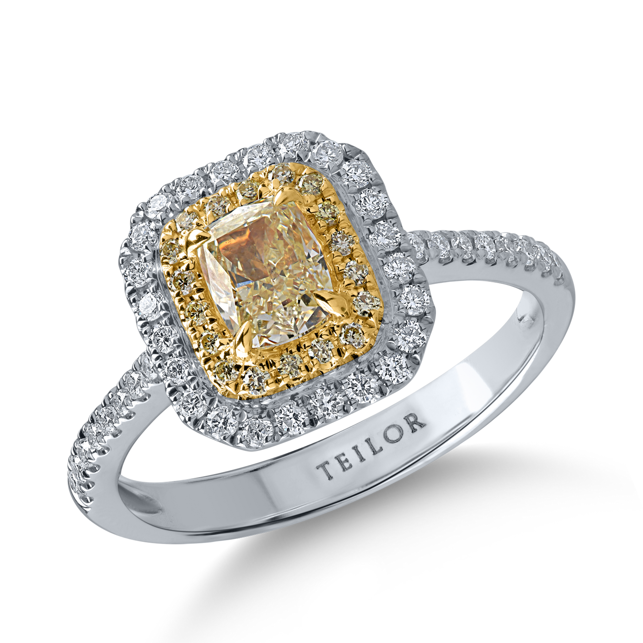 Inel din aur alb-galben cu diamante de 1.09ct