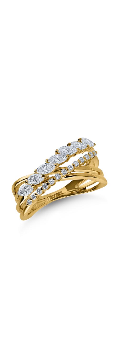 Sárga arany gyűrű 0.75ct gyémántokkal