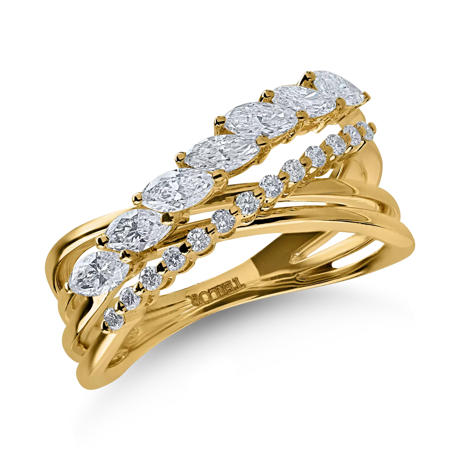 Yellow gold ring with 0.75ct diamonds