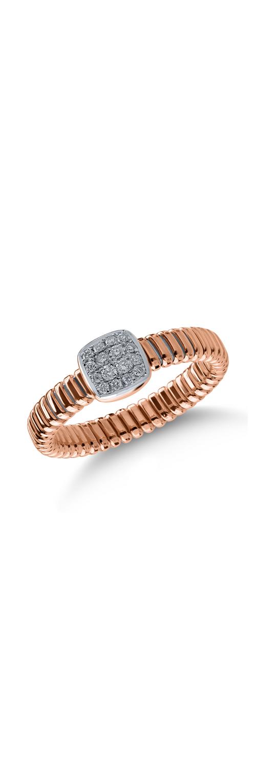 Rózsarany gyűrű 0.15ct gyémántokkal