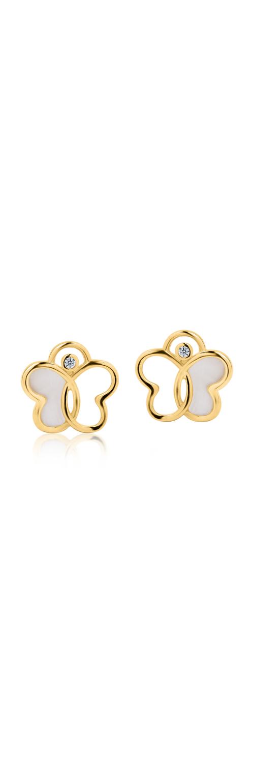 Yellow gold butterfly earrings