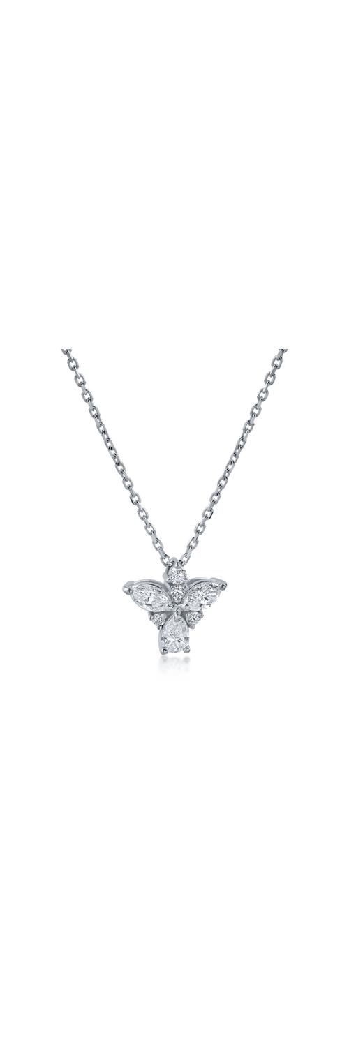 White gold butterfly pendant necklace with 0.51ct diamonds