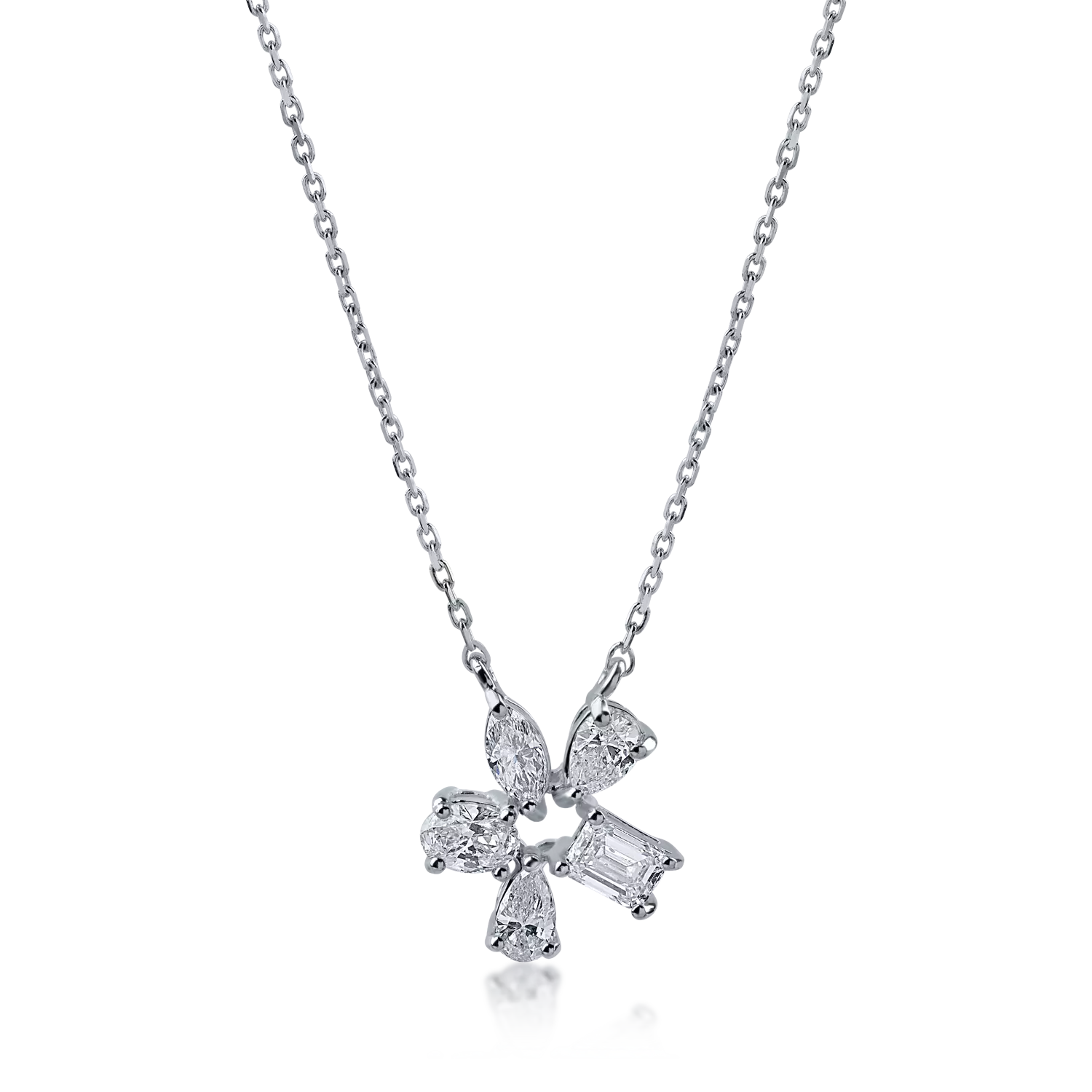 White gold flower pendant necklace with 0.61ct diamonds
