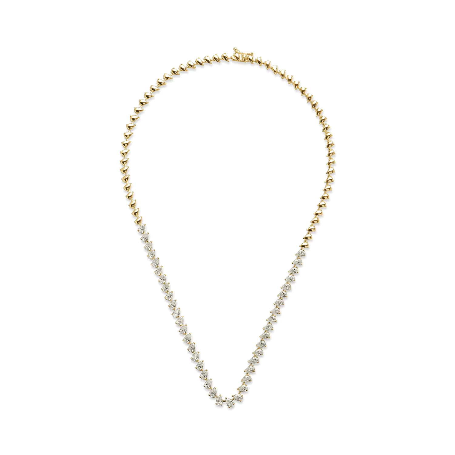 Yellow gold tennis necklace with 6.58ct diamonds