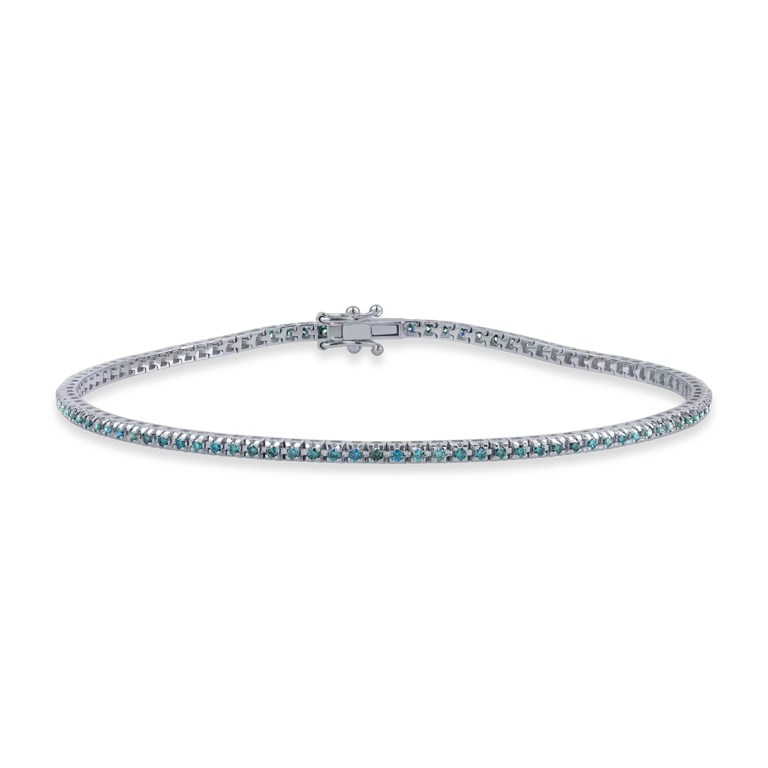 White gold tennis bracelet with 0.8ct blue diamonds