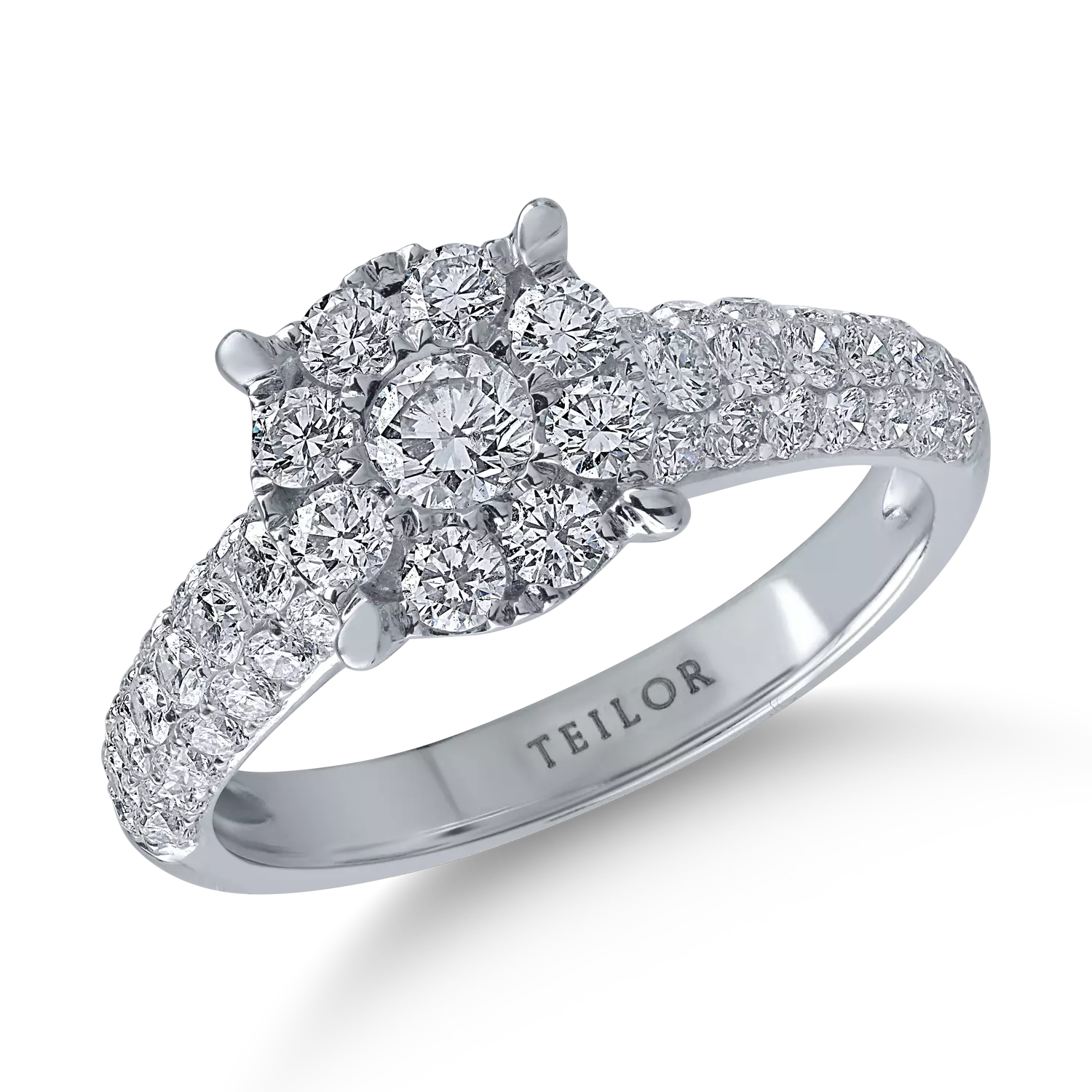 Fehérarany gyűrű 1.28ct gyémántokkal