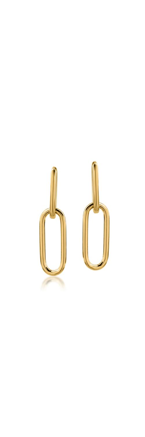Yellow gold long geometric earrings