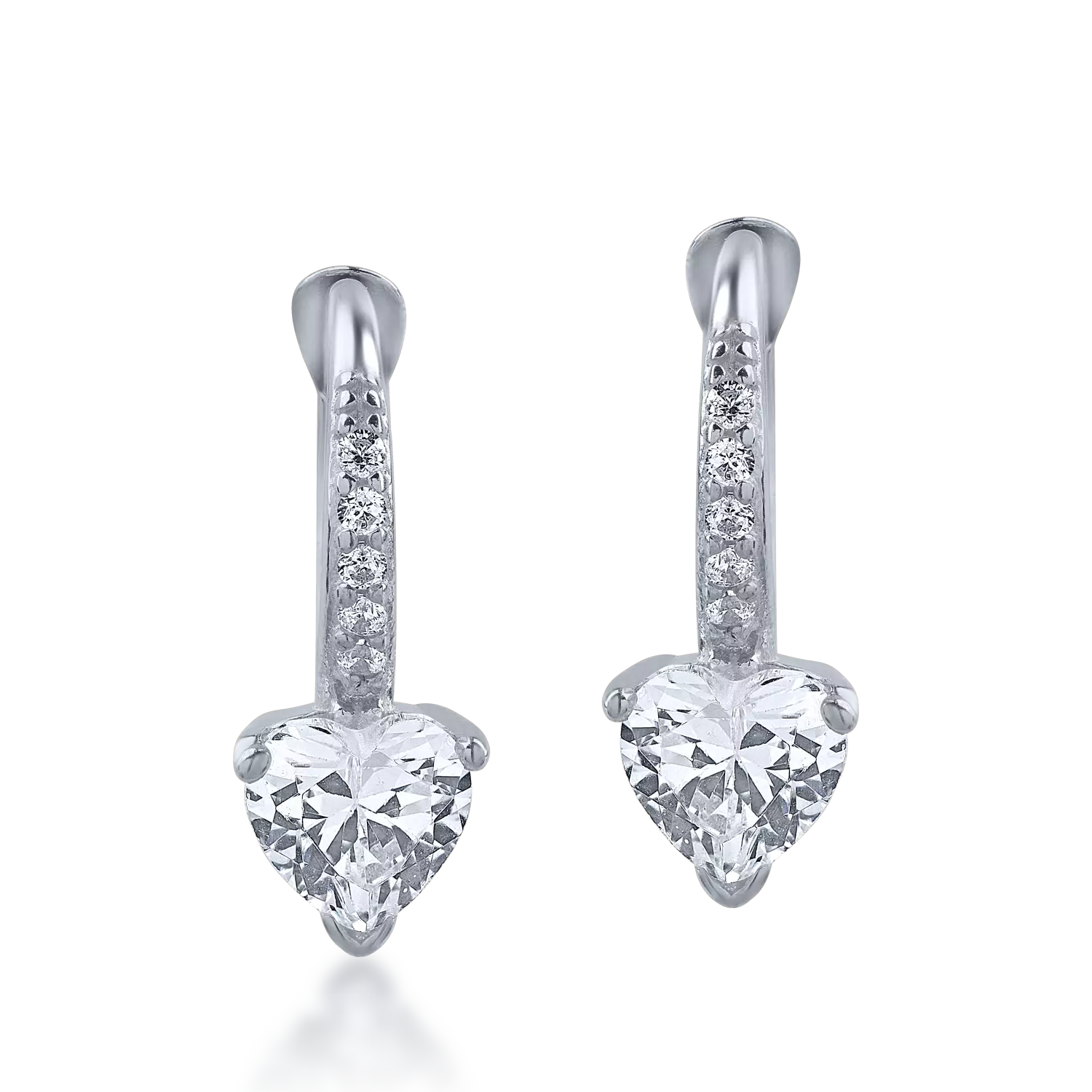 White gold on-ear earrings with zirconia