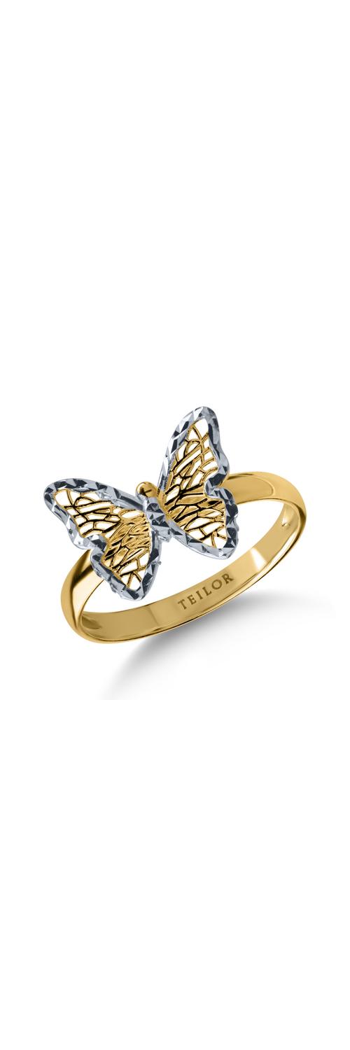 Fehér-sárga arany pillangógyűrű