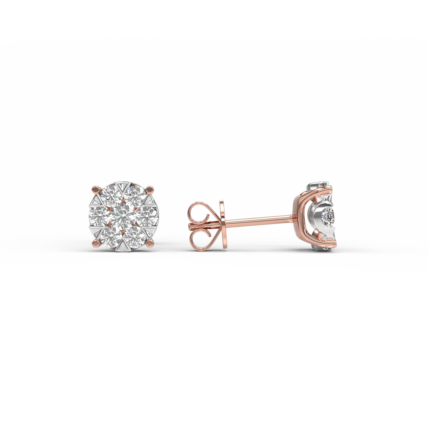 White-rose gold screw back earrings with 0.5ct diamonds