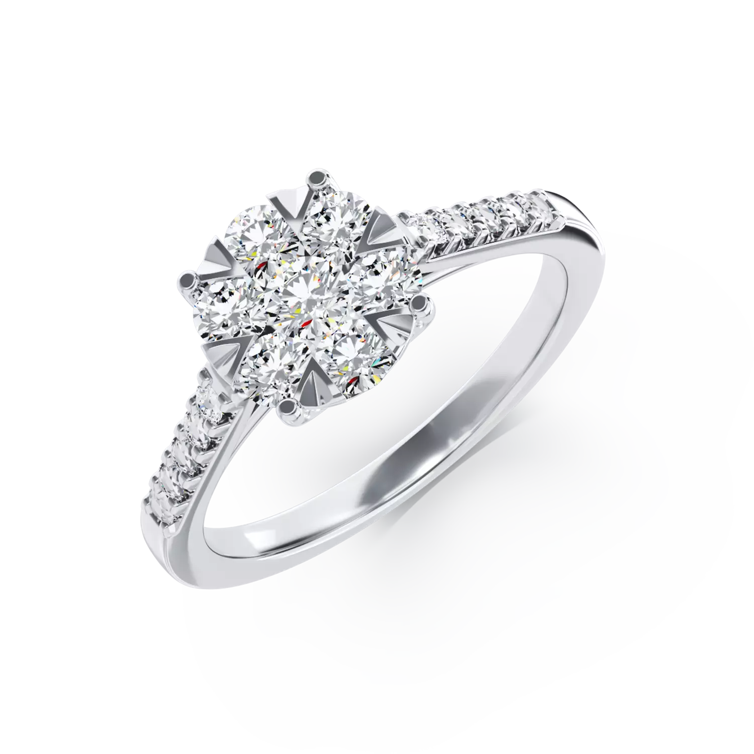 Pierścionek zaręczynowy z białego złota z diamentami o masie 0.5ct