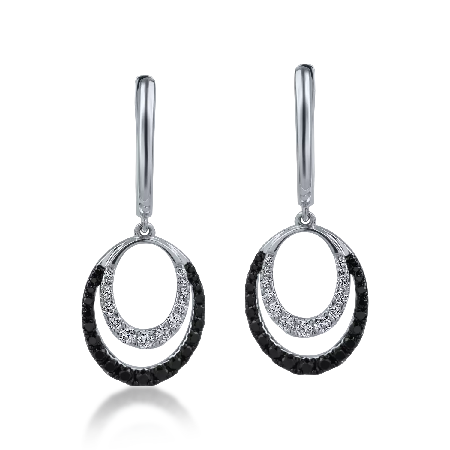 White gold earrings with 0.16ct clear diamonds and 0.25ct black diamonds
