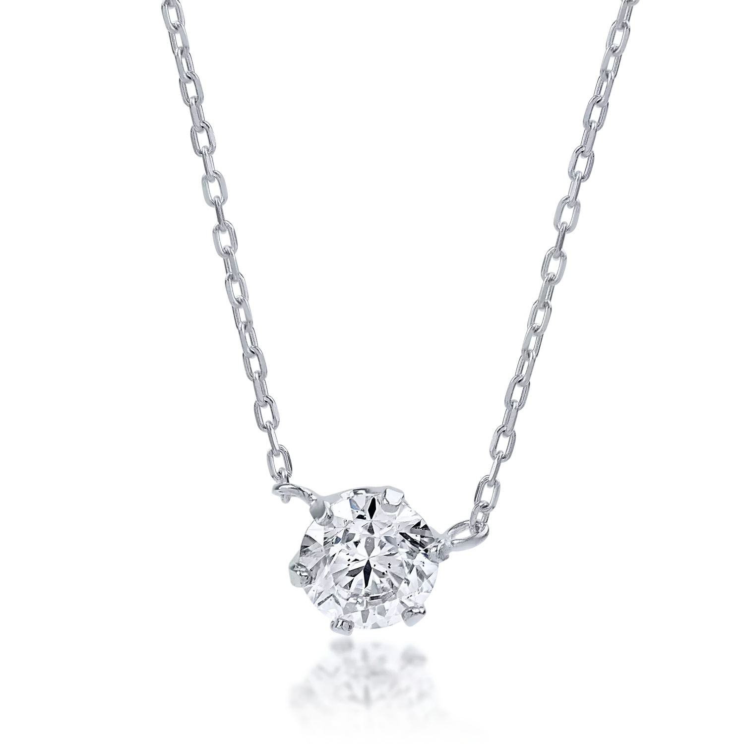 White gold pendant necklace with 0.16ct solitaire diamond