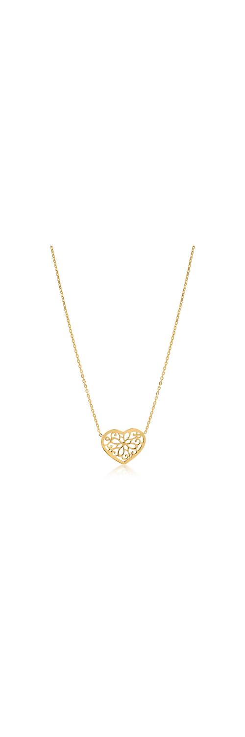 Yellow gold chain with heart pendant