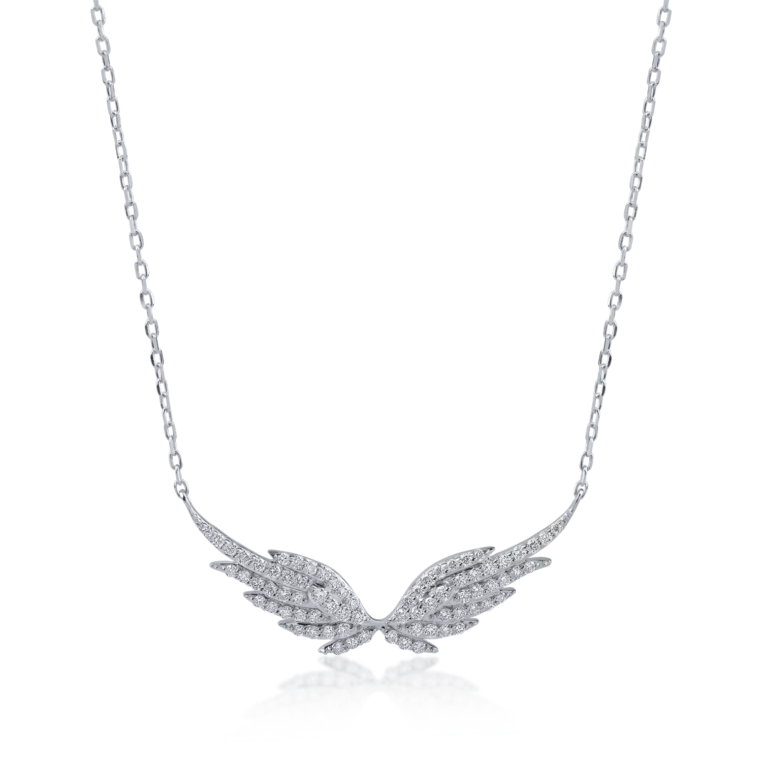 White gold wing pendant necklace with 0.37ct diamonds