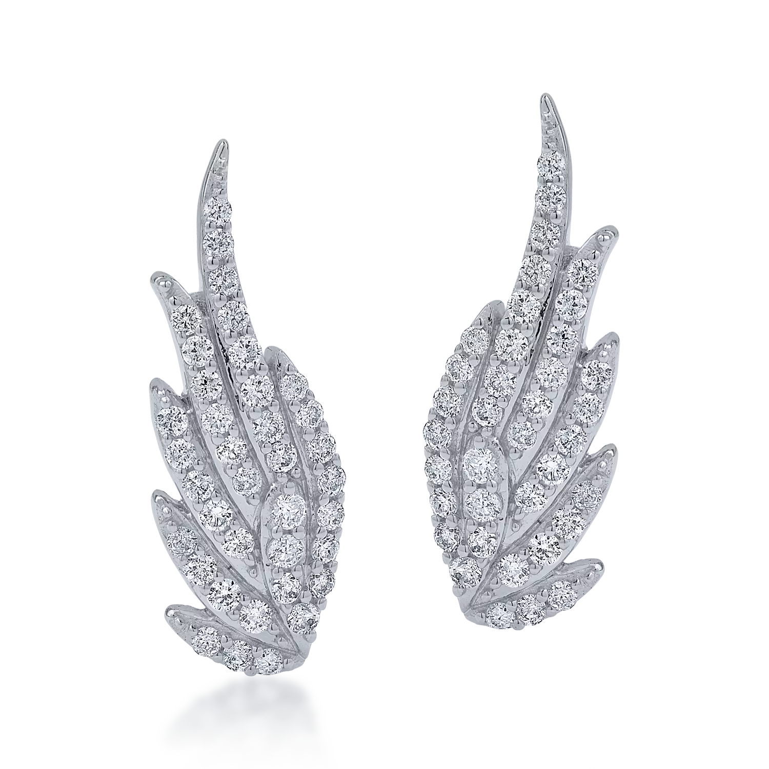 Cercei aripi din aur alb cu diamante de 0.4ct