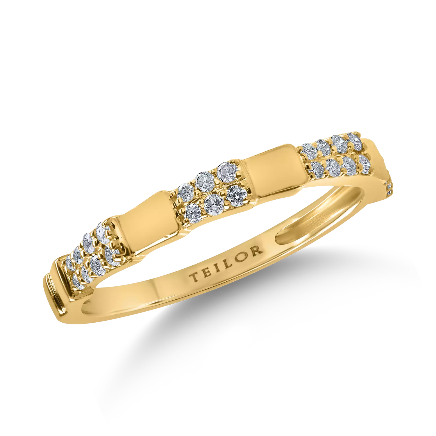 Sárga arany gyűrű 0.17ct gyémántokkal
