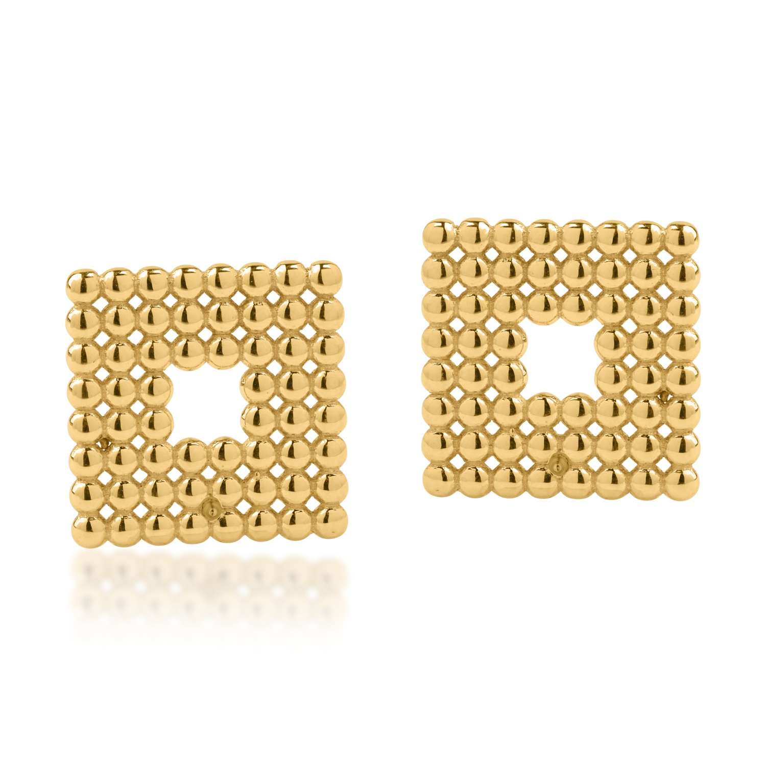 Yellow gold square earrings