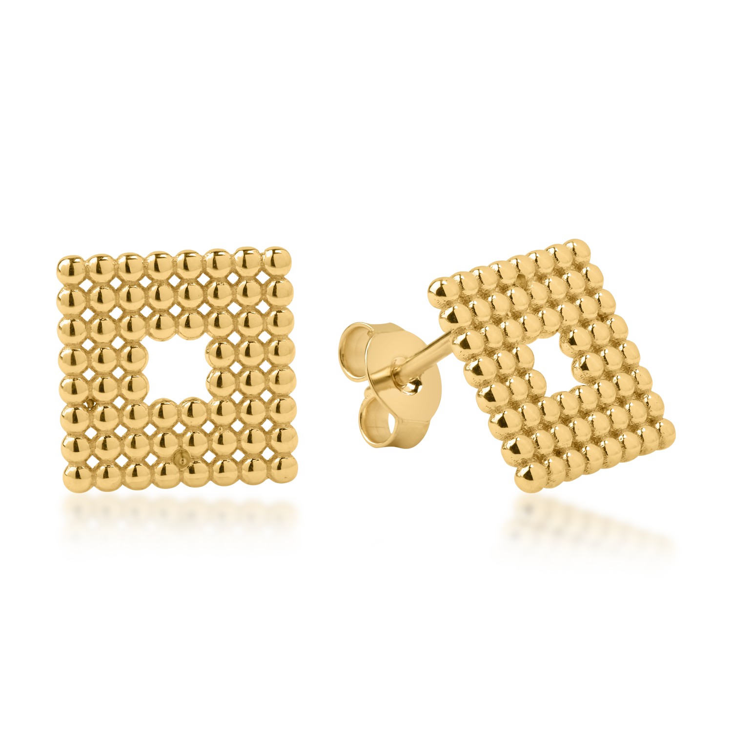 Yellow gold square earrings