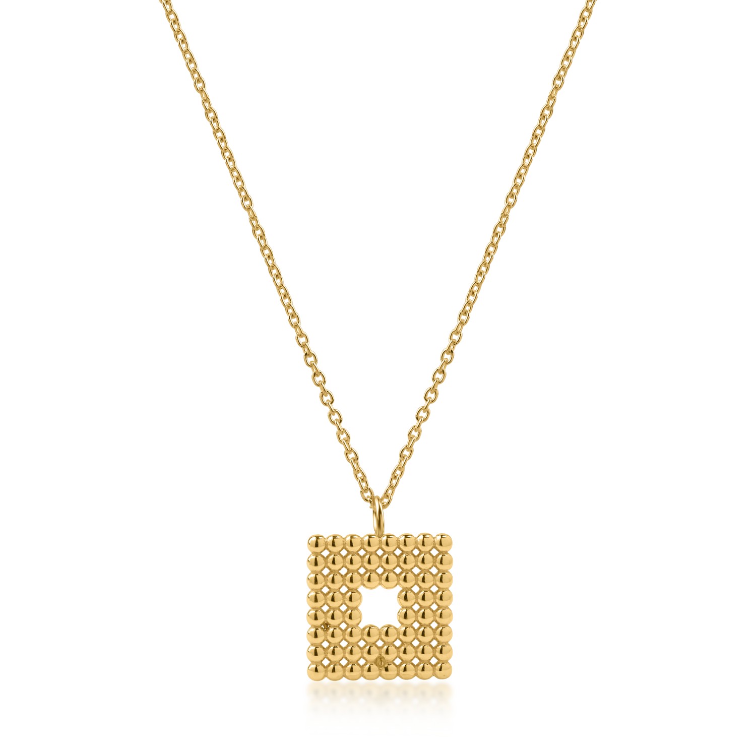 Yellow gold chain with square pendant
