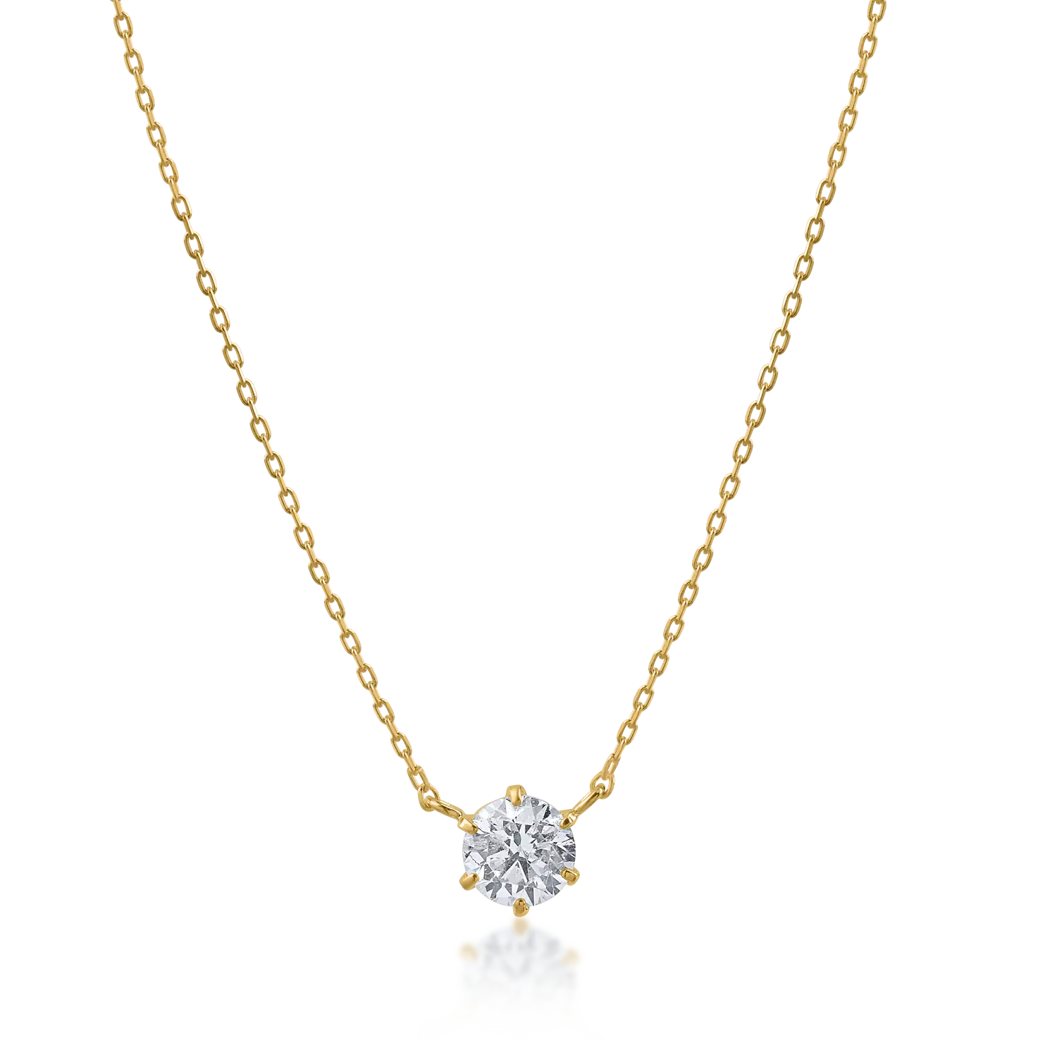 Yellow gold minimalist pendant necklace with 0.31ct diamond