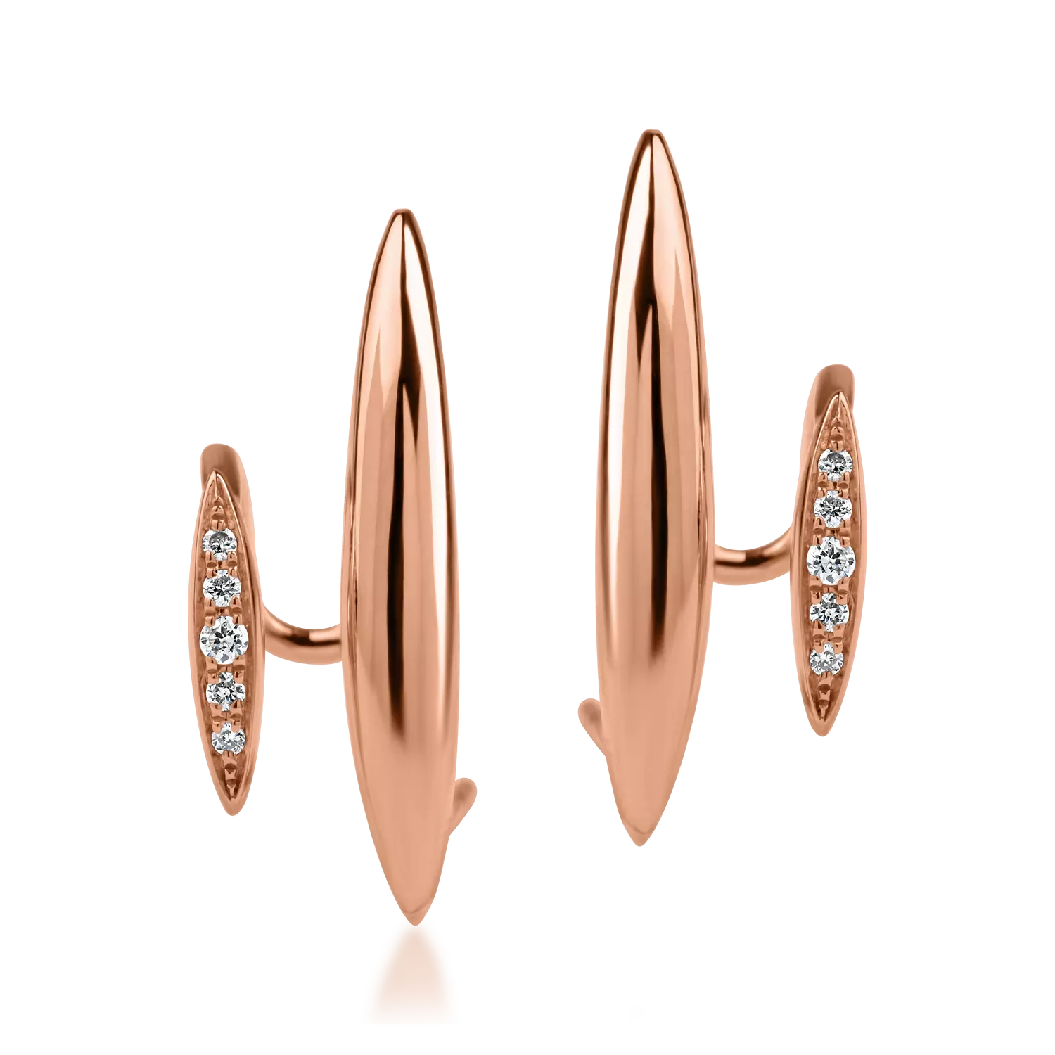 Kolczyki wkrętki z różowego złota z diamentami o masie 0.037ct