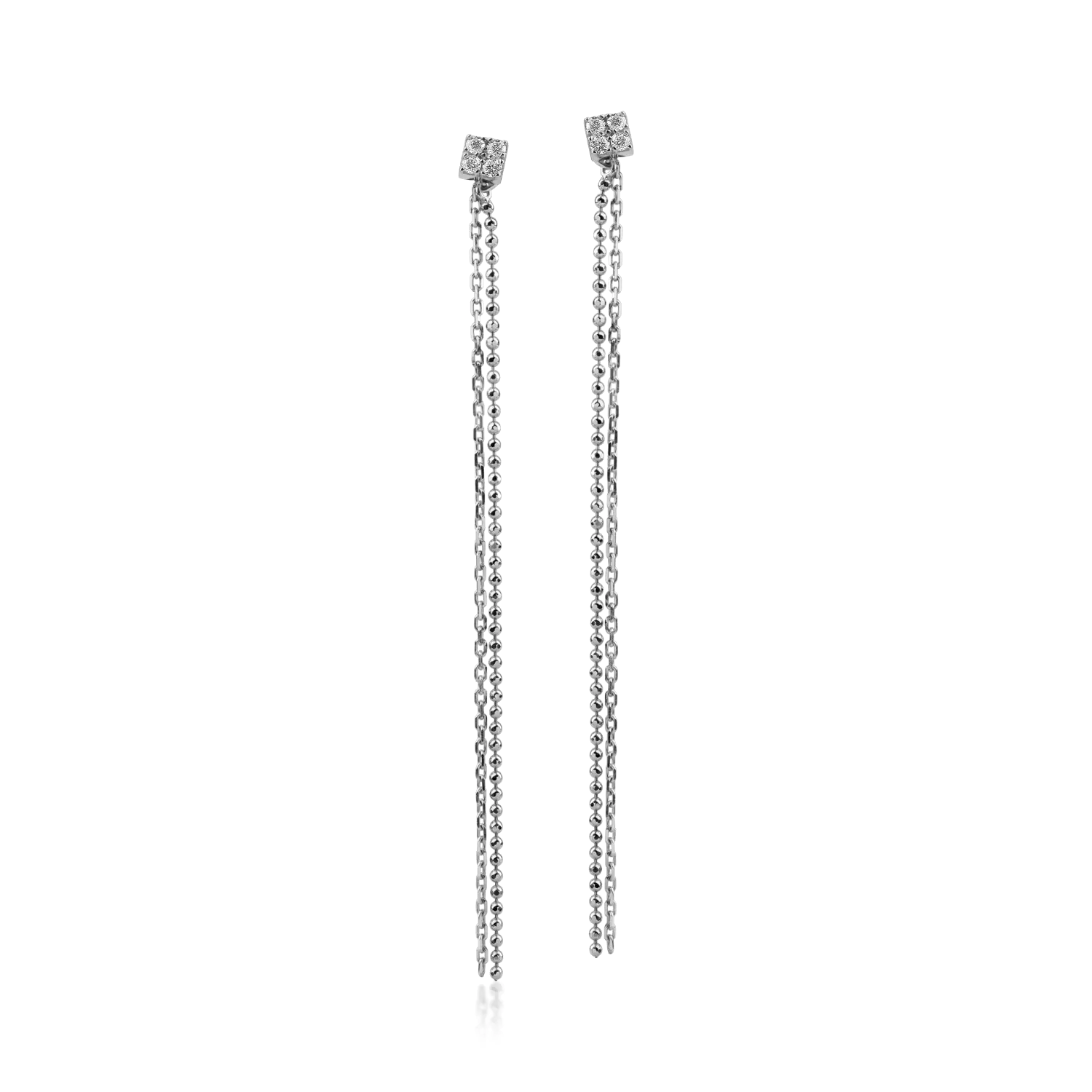 White gold long earrings with 0.096ct diamonds