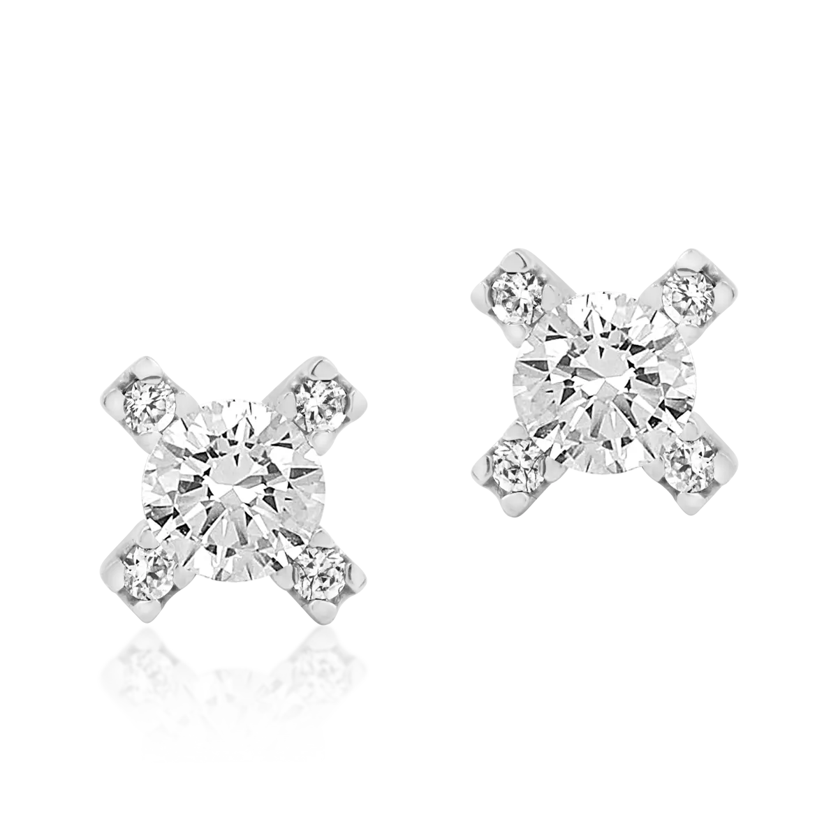 White gold stud earrings with zirconia