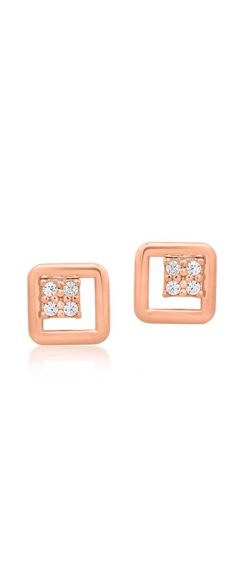 Rose gold geometric earrings with zirconia