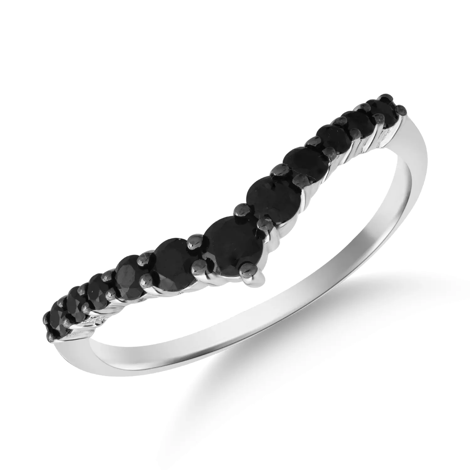 White gold half eternity ring with microsetting zirconia