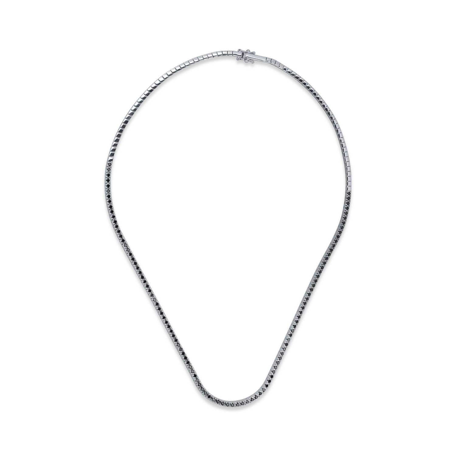 White gold tennis necklace with 1.6ct black diamonds