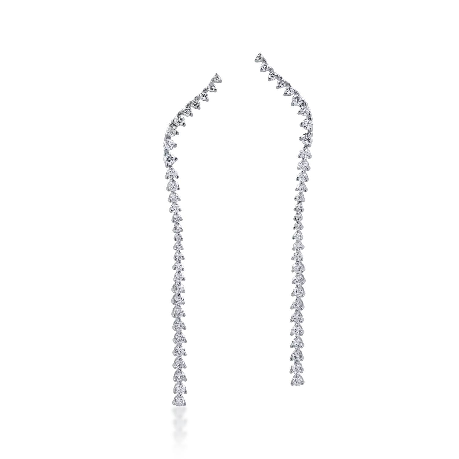 Fehérarany hosszú fülbevaló 1.83ct gyémántokkal