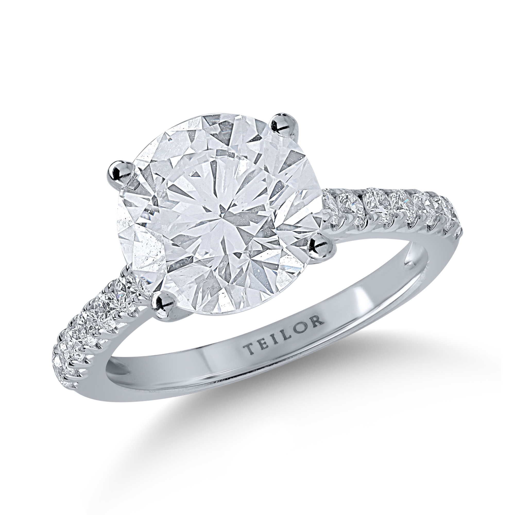 Inel de logodna din aur alb cu un diamant central de 3.6ct si diamante pave de 0.4ct image4